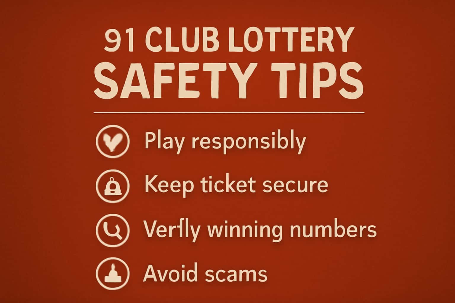 An informative graphic highlighting 91 Club Lottery Safety Tips with a futuristic design.