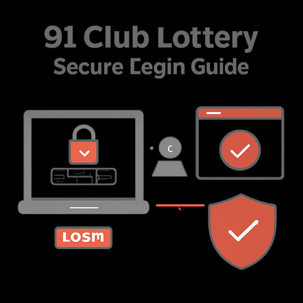 An illustration explaining secure login steps for 91 Club Lottery.