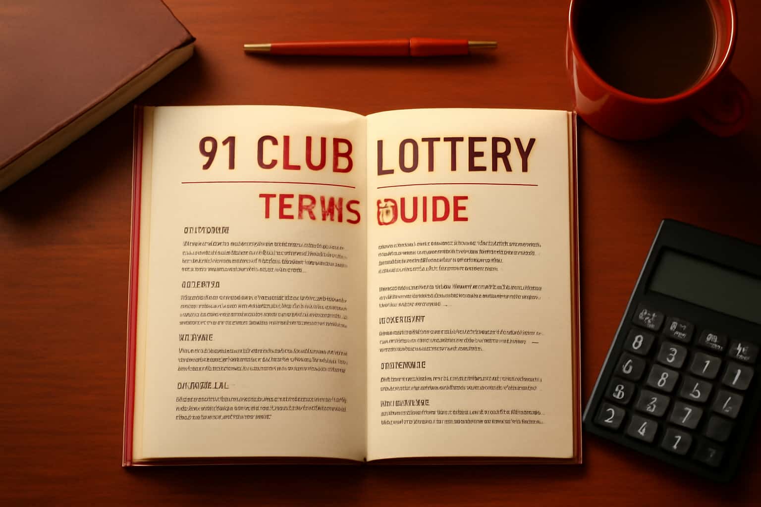 Informative visual depicting the 91 Club Lottery Terms Guide in a professional setting.