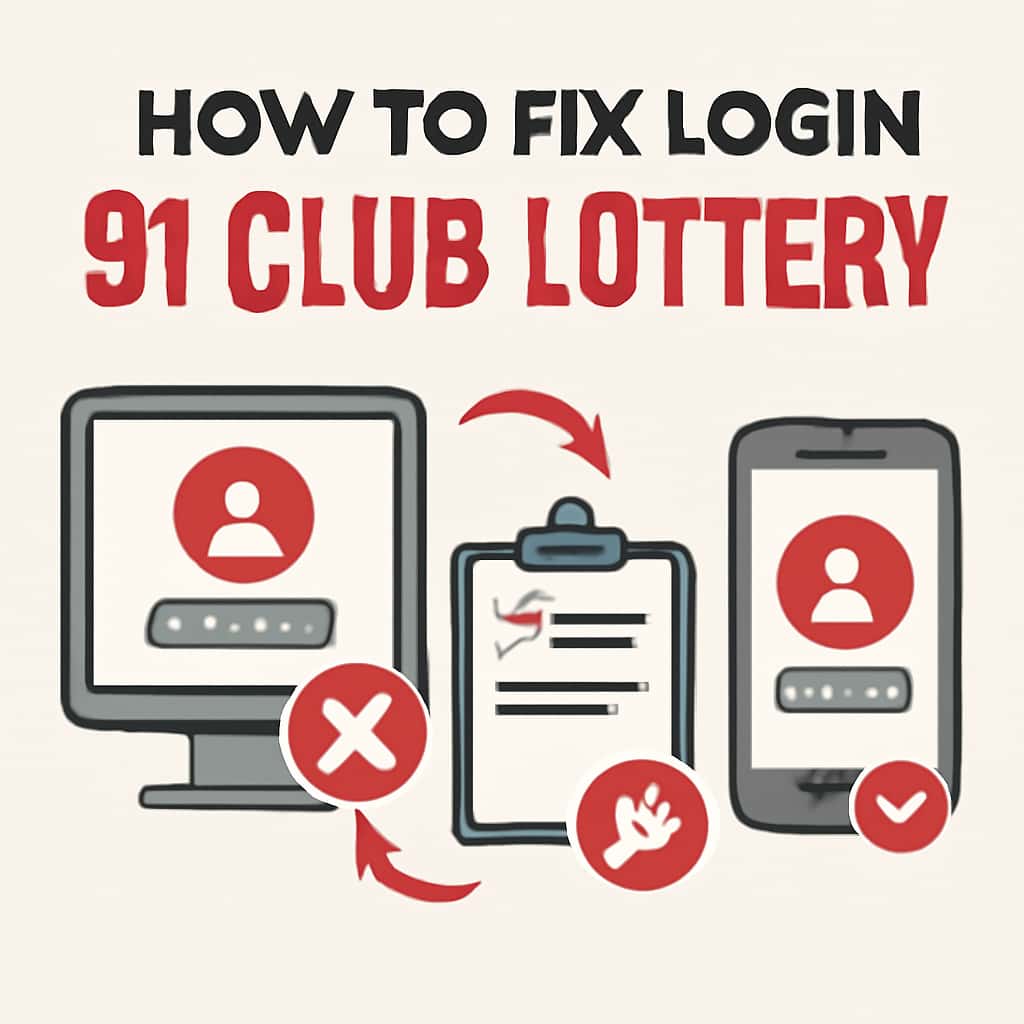 An educational diagram related to fixing login issues for the 91 Club Lottery.
