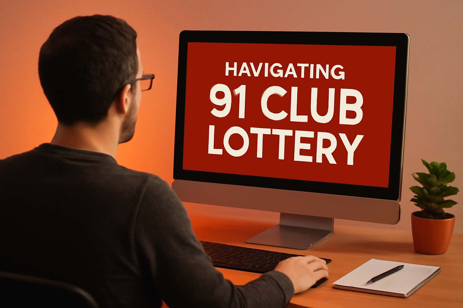 An informative scene depicting the 91 Club Lottery navigation with clear text.
