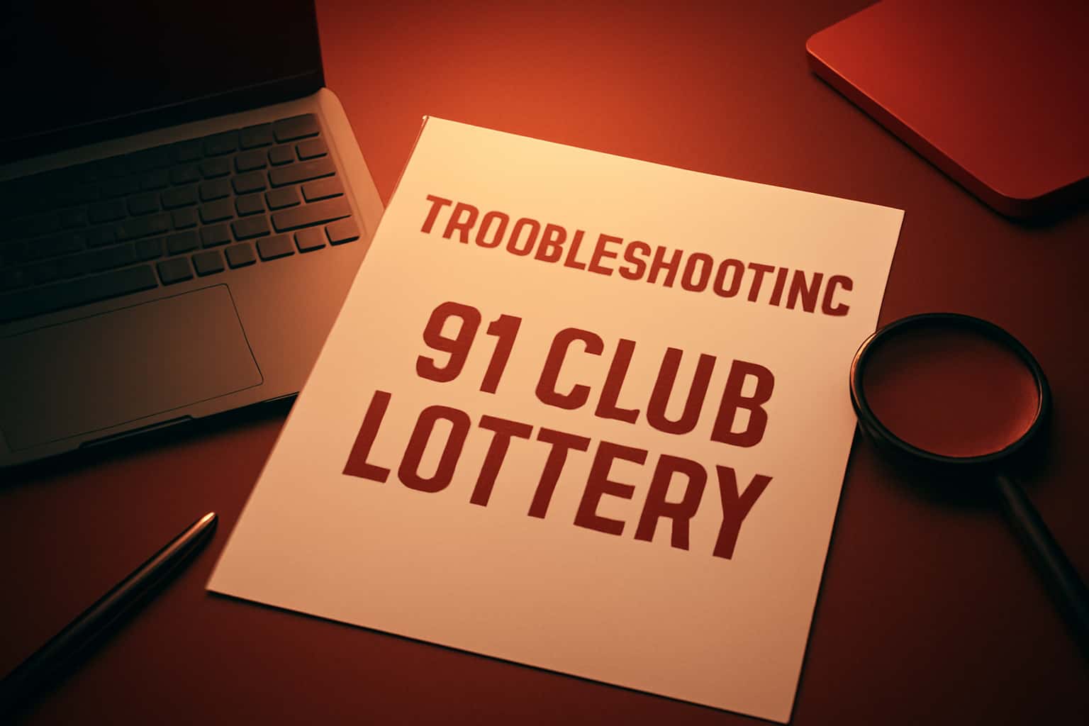 Informational scene illustrating the troubleshooting process for 91 Club Lottery.