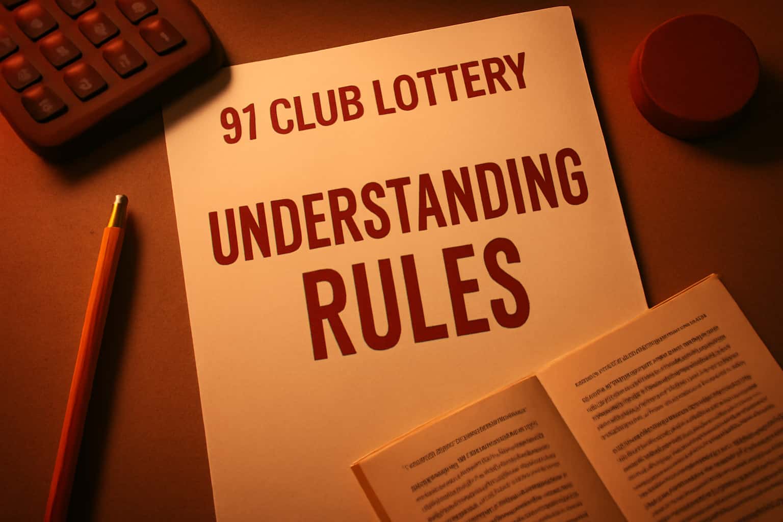 Informational scene depicting 91 Club Lottery Rules with clear text.